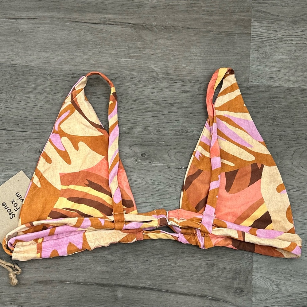 NWT stone fox swim pink bikini brown floral size‎ Xl women’s